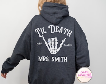 Bluza z kapturem Til Death Custom dla par Unisex z zamkiem błyskawicznym Oversized Pan i Pani Upiorna para Prezent na rocznicę Pasujące koszulki Prezent na Halloween Ślub