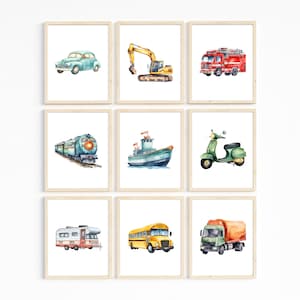 Vehicle Prints, Construction Wall Art, Transportation Print Nursery,Kids Gallery Wall Set, Truck Wall Art, Boys Nursery Decor, Nursery Print