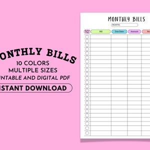 Monthly Bill Tracker Printable, Monthly Bill Log Editable, Bill Planner, Bill Payment Checklist Tracker, Printable Bill Pay Organizer, A4/A5