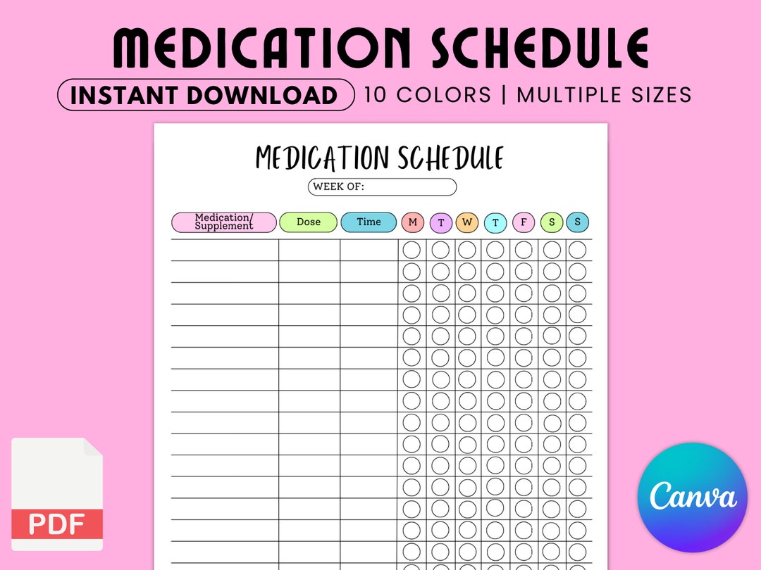 Medication Tracker Printable Medicine Log for Nurses & - Etsy