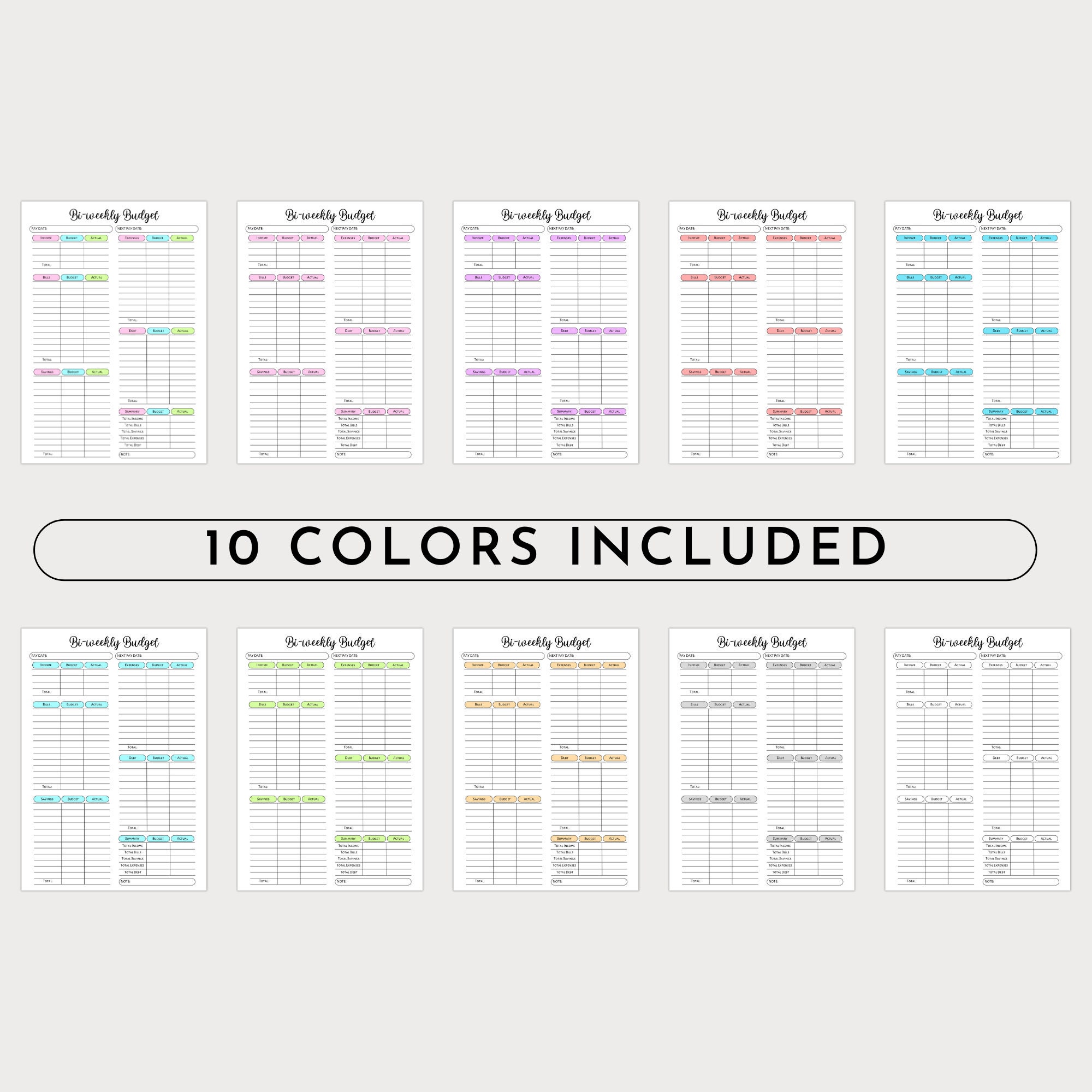 Biweekly Budget Planner, EDITABLE Bi-weekly Template, PDF Printable ...