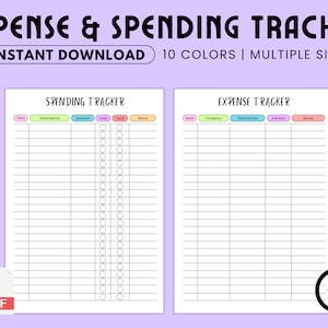 Expense Tracker Set, Printable Spending Tracker, Expense Log, Purchase Log, Financial Planner, Daily Spending Sheet, Purchase Recorder, PDF
