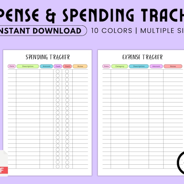 Expense Tracker Set, Printable Spending Tracker, Expense Log, Purchase Log, Financial Planner, Daily Spending Sheet, Purchase Recorder, PDF