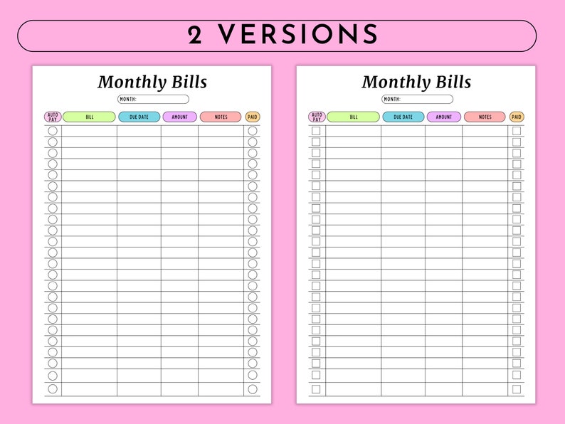 Monthly Bill Tracker Printable Monthly Bill Log Editable Bill Planner Monthly Bill Tracker Printable Monthly Bill Log Editable Bill Planner