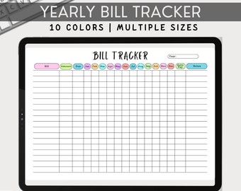 Editable Yearly Bill Tracker, Monthly Bill Tracker, Printable Bill Planner, Bill Payment Log, Bill Pay Checklist Organizer, Bill Management