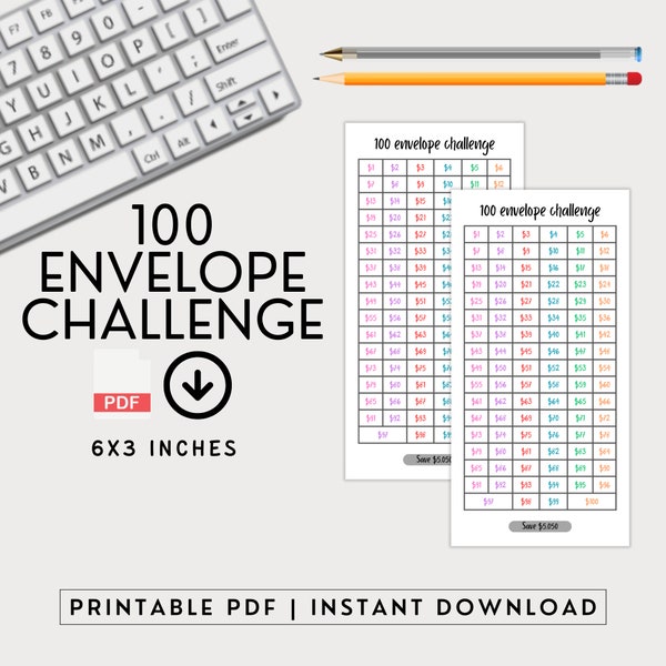 Printable 100 Envelope Challenge, Money Savings Challenge, Mini Saving Funds, Savings Tracker, Savings Challenge, Digital Download, PDF