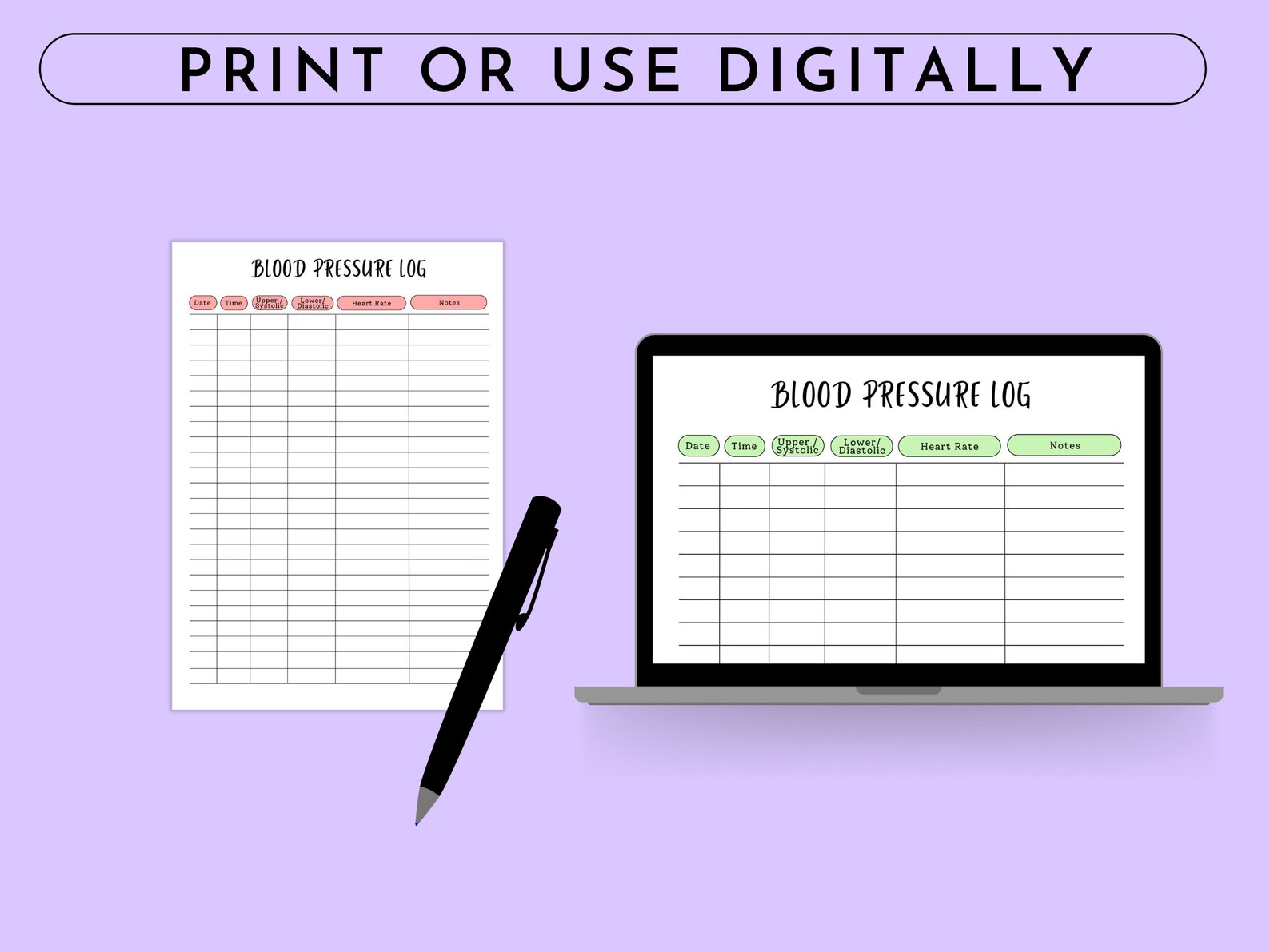 Blood Pressure Log Printable, Blood Pressure Tracker, Medical Tracker ...