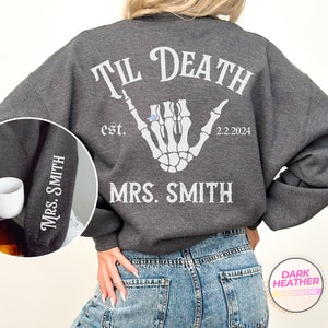 Trendy Bride & Groom Hoodies Just Married Sweatshirt Mr and Mrs Husband and Wife Matching Couples Tees Day of Wedding Til Death Honeymoon