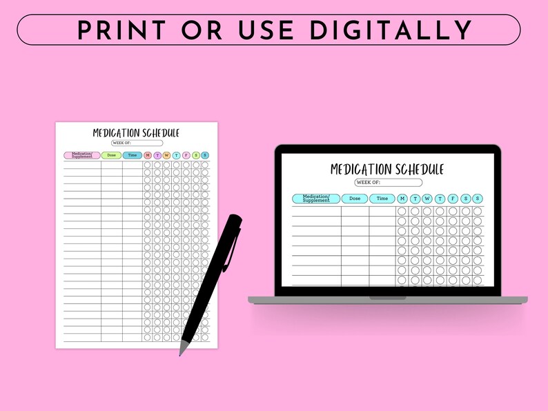 Medication Tracker, Printable Medicine Log for Nurses & Carers