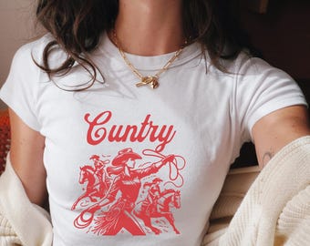 Cuntry Shirt, Country Shirt, Country Gift, Western Shirt, Women's Rodeo Shirt, Cowgirl Shirt, Y2K Baby Tee, Country Concert Music Festival
