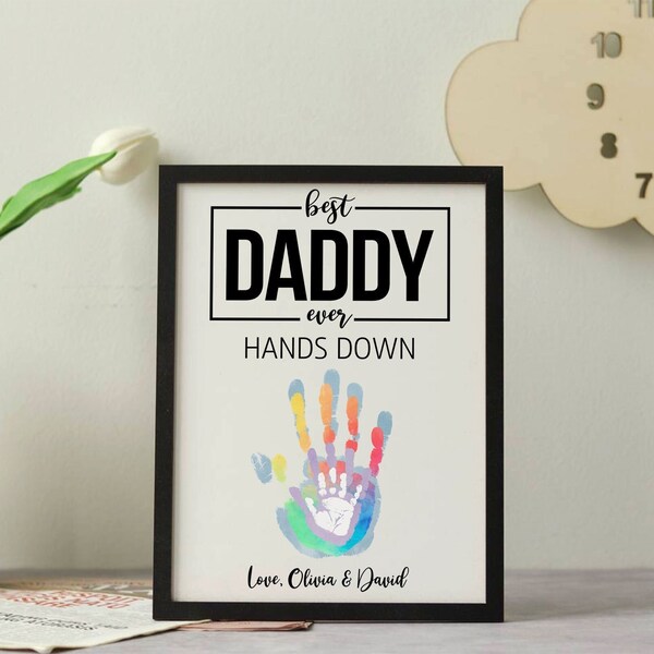 Father's Day Handprint Sign, Best Daddy Ever Hands Down Sign, DIY Father's Day Gift, Gift For Dad, Gift For Grandad, Father's Day Activity