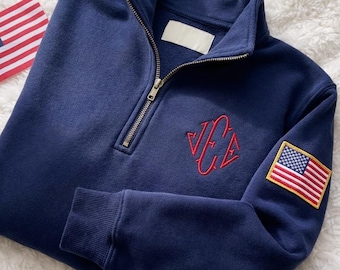 Geborduurd J.E.E. Epstein-sweater met kwartrits, meme-shirt, Jeffrey JEE-monogram-uniseks sweater, Jeffrey Epstein-borduurwerkmerchandise