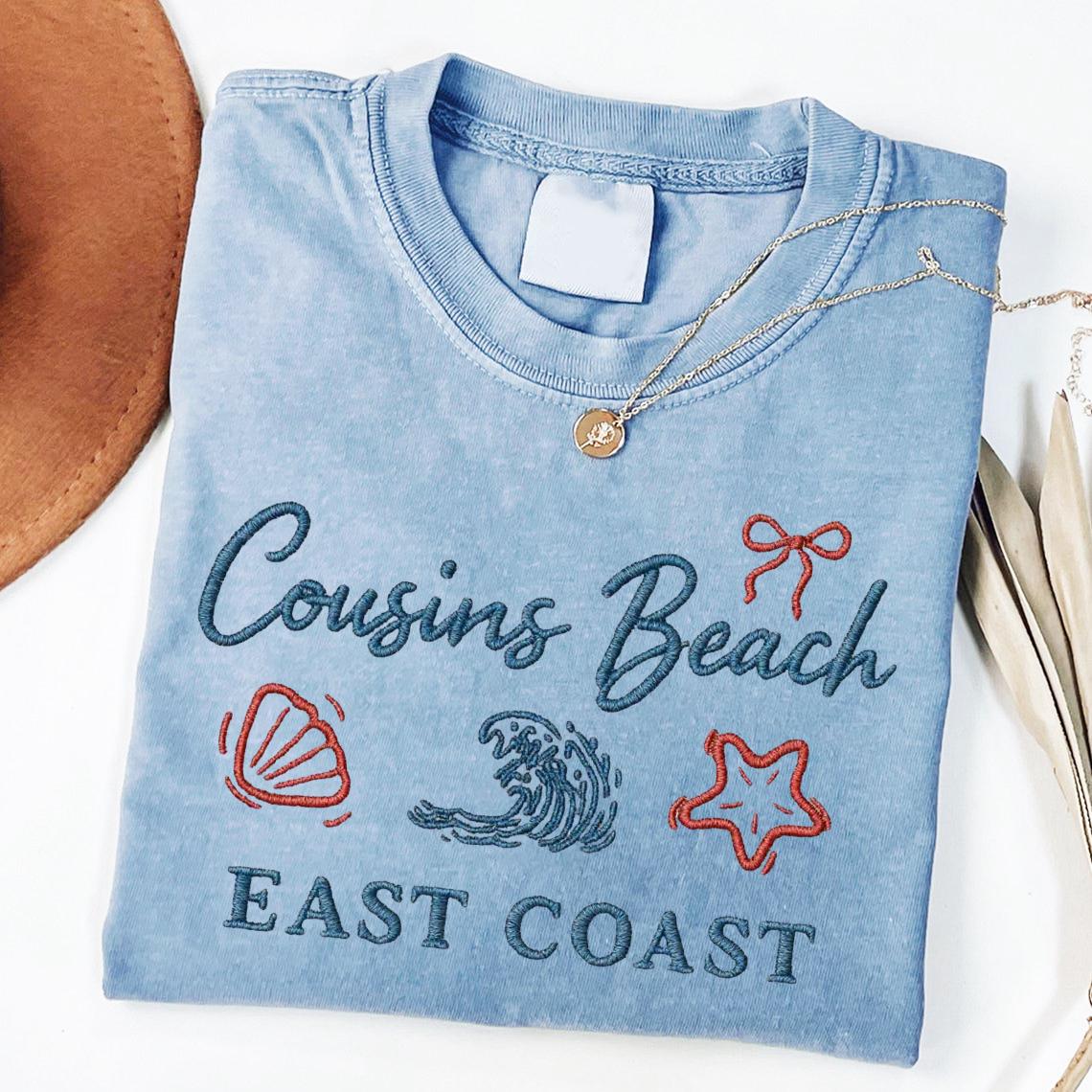 Embroidered Cousins Beach Shirt, East Coast Beach Embroidered Shirt, Summer Vibes Sweatshirt, The Summer I Turned Pretty Embroidery Shirt