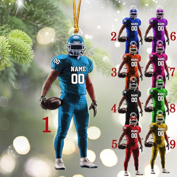 パーソナライズされたアメリカンフットボールのオーナメント、カスタム