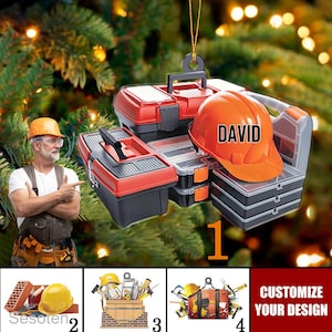 Personalized Construction Christmas Ornament, Construction Tool Ornament, Construction Tool Engineer Builder Worker Ornament, Gift Builder