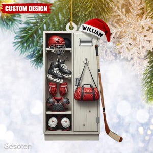 Personalized Hockey Closet Ornament, Custom Hockey Christmas Ornament, Gift For Hockey Lovers, Hockey Players Gift, Sport Ornament