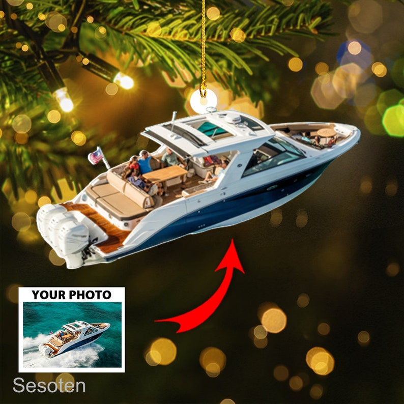 Boats Personalized Ornament, for Bowriders, Fishing Boats, Pontoon Boat