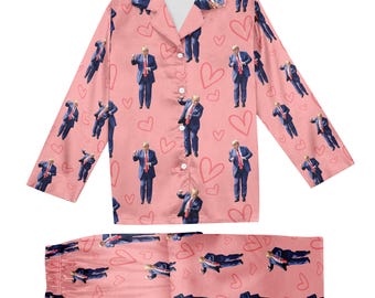 Trump Dancing Unisex Pajamas Set, Donald Trump Valentine Pajama Set, MAGA Trump Dancing Pajamas, Trump Pajamas,Trump Pajamas Pants,Trump PJS