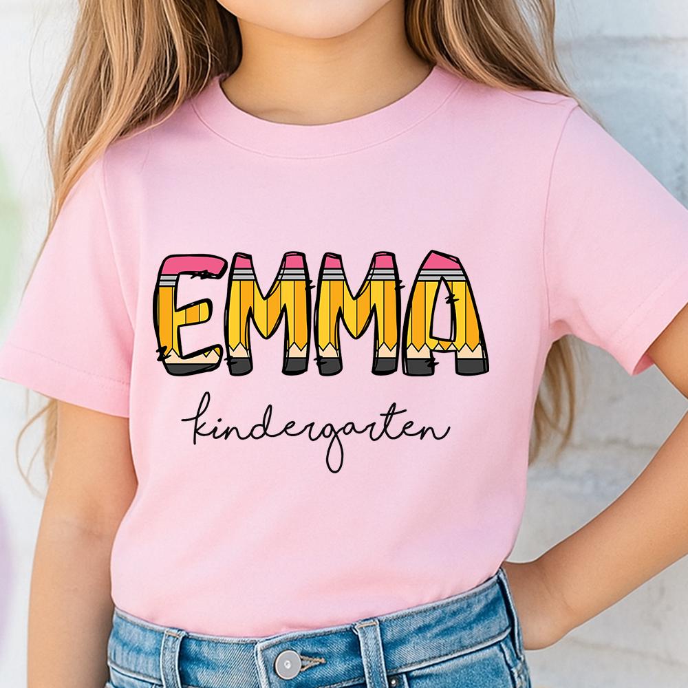 Custom Kid Name Back To School Shirt, Back To School Kid Shirt With Name, Toddler Kid Kindergarten Shirt, First Day of School, Pencil Name
