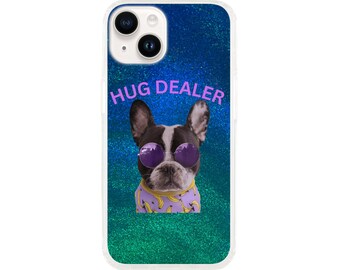 Printed iPhone Case Funny Dog Design Glitter Background