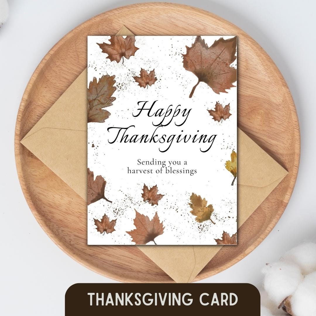 Thanksgiving Greeting Card Printable, Happy Thanksgiving Card, Harvest ...