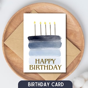 Happy Birthday Card for Him, Birthday Cake Card for Dad, Birthday Greeting Card for husband, Happy Birthday Cake Card, Printable Card