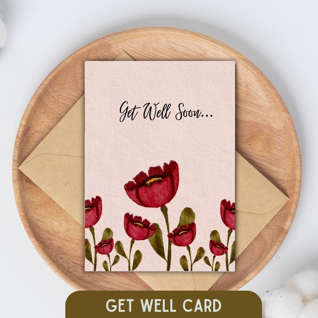 Red Peony Get Well Soon Card: Floral Greetings (PDF) - Etsy