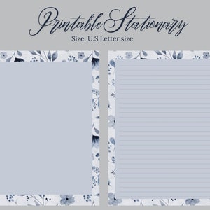 Dainty Floral Bordered Fine Lined Stationary 8.5 x11 Paper, Printable Stationary Paper Design, Floral Stationary Paper, Hand Drawn Design