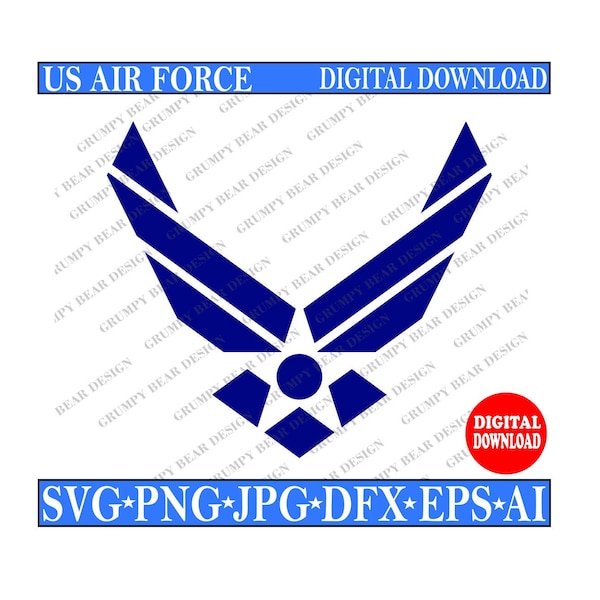 US Air Force - AF - Wings Solid Graphic, Svg Png Jpg Ai Eps Dfx, Veteran, Military, Download, Cut File, Sublimation, Print on Demand
