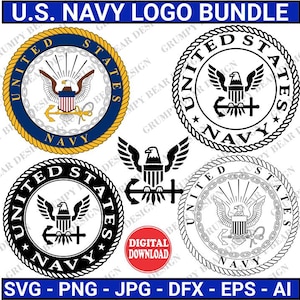 US Navy-logo, 5x grafische ontwerpen, Navy Seal, Navy Crest, Navy Svg, Navy Png, Veteraan, Militair, Sublimatie, POD, Instant Download, Laser