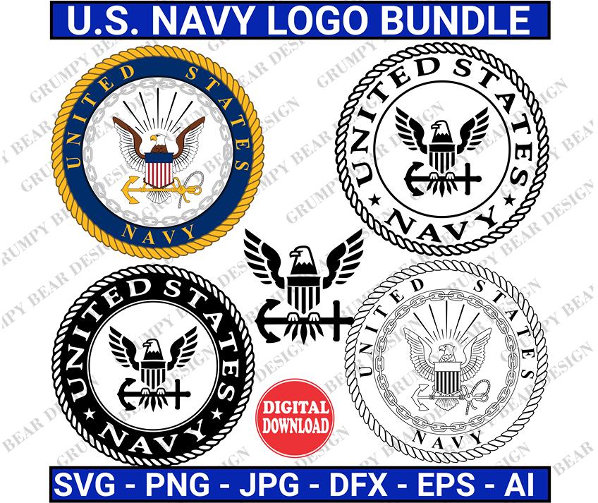 US Navy Logo, 5x Graphic Designs, Navy Seal, Navy Crest, Navy Svg, Navy Png, Veteran, Military, Sublimation, POD, Instant Download, Laser