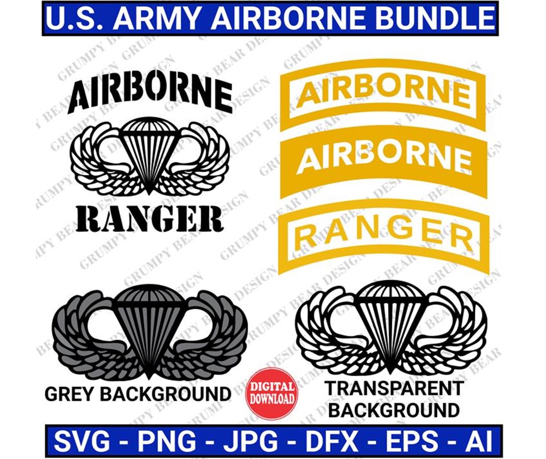 U.S. Army Airborne, Ranger Insignia, Airborne Svg, Parachute Wings ...