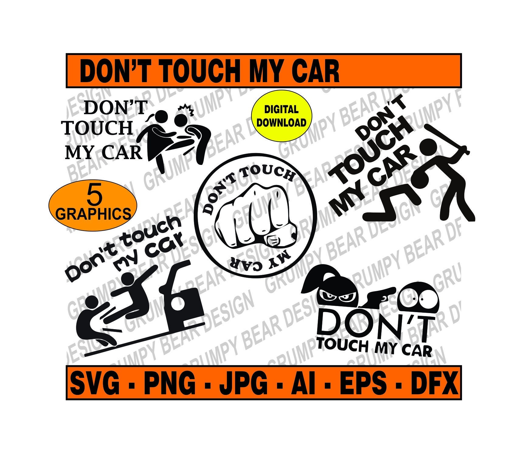 Don't Touch My Car X5 Graphics Bumper Sticker Window Etsy