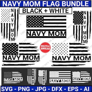 Stolze Marine Mutter Flagge, Marine Mutter svg, Stolze Marine Mutter Png, schwarz und weiß, digitaler Download, Schnittdatei, Sublimation, Laser, Print on Demand, POD