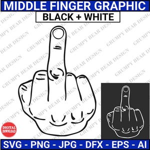 Afbeelding middelvinger, middelvinger Svg, The Bird Svg, Flip Off, Digitale download, Bestand knippen, Sublimatie, Print on Demand, POD, Laser