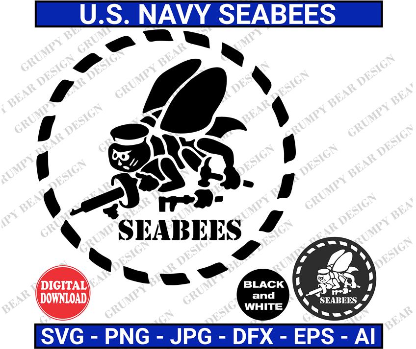 U.S. Navy Seabees, Seabees SVG, Seabees Png, Veteran, Military, Instant Download, Cricut, Laser, Cut File, Sublimation, Print On Demand, POD