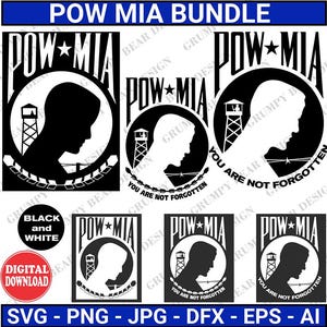 Pow & Mia Graphic, Pow Svg, Mia Svg, Prisoner of War, Missing in Action, Digital Download, Cut File, Military Veteran, Veteran, Sublimation