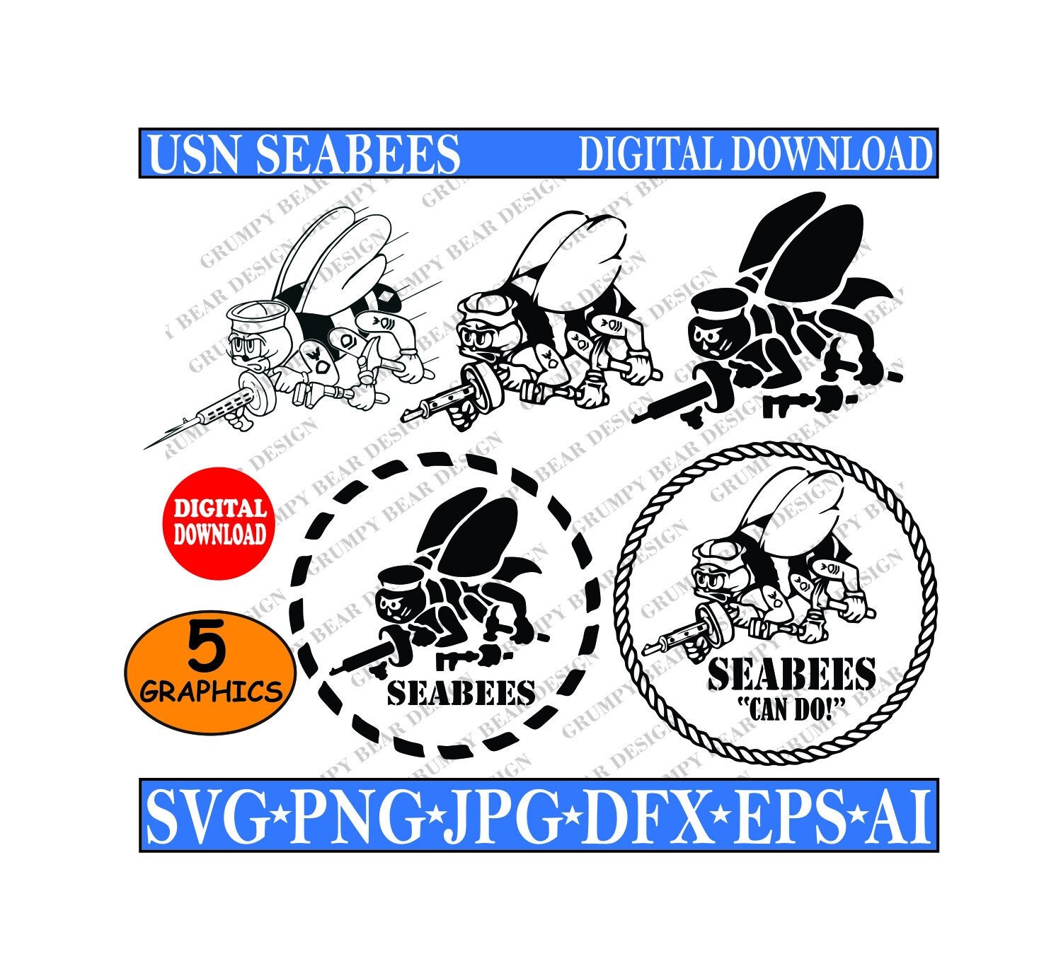 US Navy Seabees USN Navy Construction Digital Download Etsy