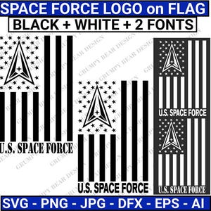 Vlag US Space Force-logo, Amerikaanse vlag, Space Force Svg, zwart-witbundel, laser, gesneden bestand, digitale download, print on demand, POD