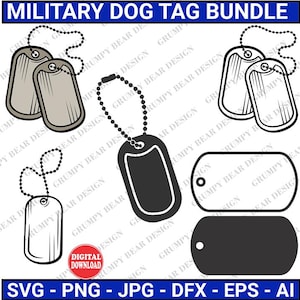 Militär Dog Tag, Militär Grafik Bundle, veteran, Digitaler Download, SVG, PNG, Schnittdatei, Cricut, Sublimation, veteran, Print on Demand, POD
