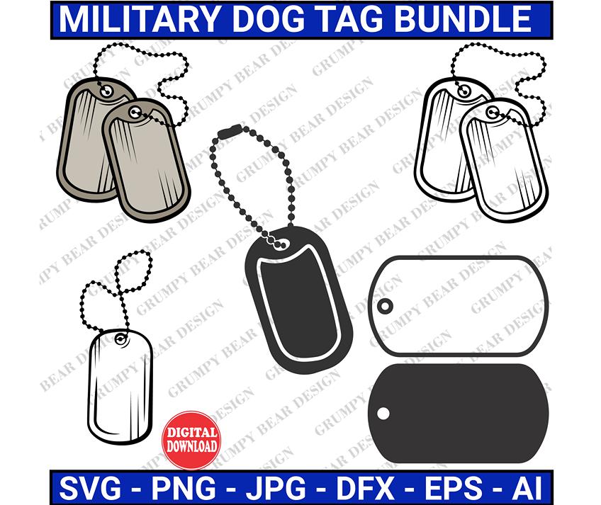 Military Dog Tag, Military Graphic Bundle, Veteran, Digital Download, SVG, PNG, Cut File, Cricut, sublimation, veteran, Print on demand, POD