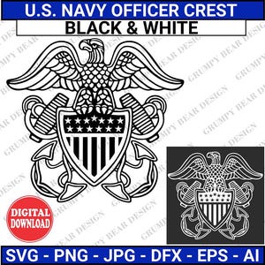Brasão de oficiais da Marinha dos EUA, logotipo da Marinha, emblema da Marinha, oficial da Marinha, militar, arquivo de corte, sublimação, download digital, impressão sob demanda, Navy Svg