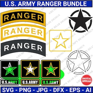 US Army Ranger Grafik-Bundle, Army Ranger svg, Army svg, Spezialeinheiten, in der Luft, digitaler Download, Sublimation, Print on Demand, POD