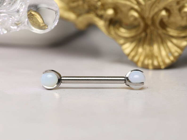 White Rainbow Nipple Bar Nipple Piercing 14G Nipple Bar Internally