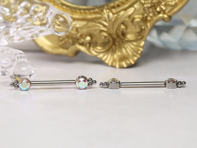 Three Point Beaded Nipple Rings Internally Threaded Nipple Bars 14G Nipple Piercings Titanium