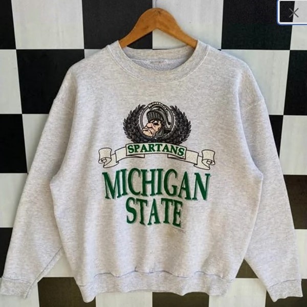 Vintage 90s Michigan State Crewneck Sweatshirt, Michigan State Shirt, Michigan State Sweater/Hoodie, Michigan State Fan Gift,Christmast Gift