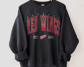 Detroit Red Wings Sweatshirt, Vintage Style Detroit Hockey Crewneck, Retro Detroit Red Wings Hockey Shirt, Retro Detroit Ice Hockey Sweater