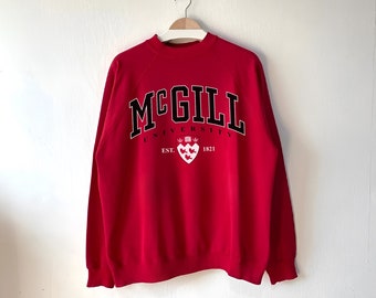 sweat-shirt de l'Université Mcgill vintage des années 90, chemise de l'Université Mcgill, cadeaux de l'Université Mcgill, ventilateur de l'Université Mcgill, pull de l'Université Mcgill