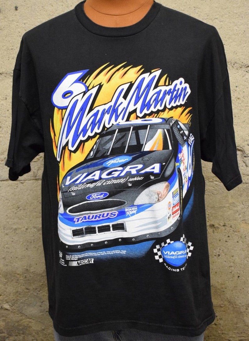 Vintage 90s Mark Martin #6 Viagra Nascar Racing T-shirt, Mark Martin Shirt, Mark Martin Nascar Shirt, Nascar Racing Shirt, Gift For Father image 1