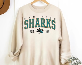 San Jose Sharks Sweatshirt Crewneck, Vintage Sharks shirt, San Jose Hockey Fan shirt, Hockey Tee, Retro San Jose Sharks Ice Hockey Sweater